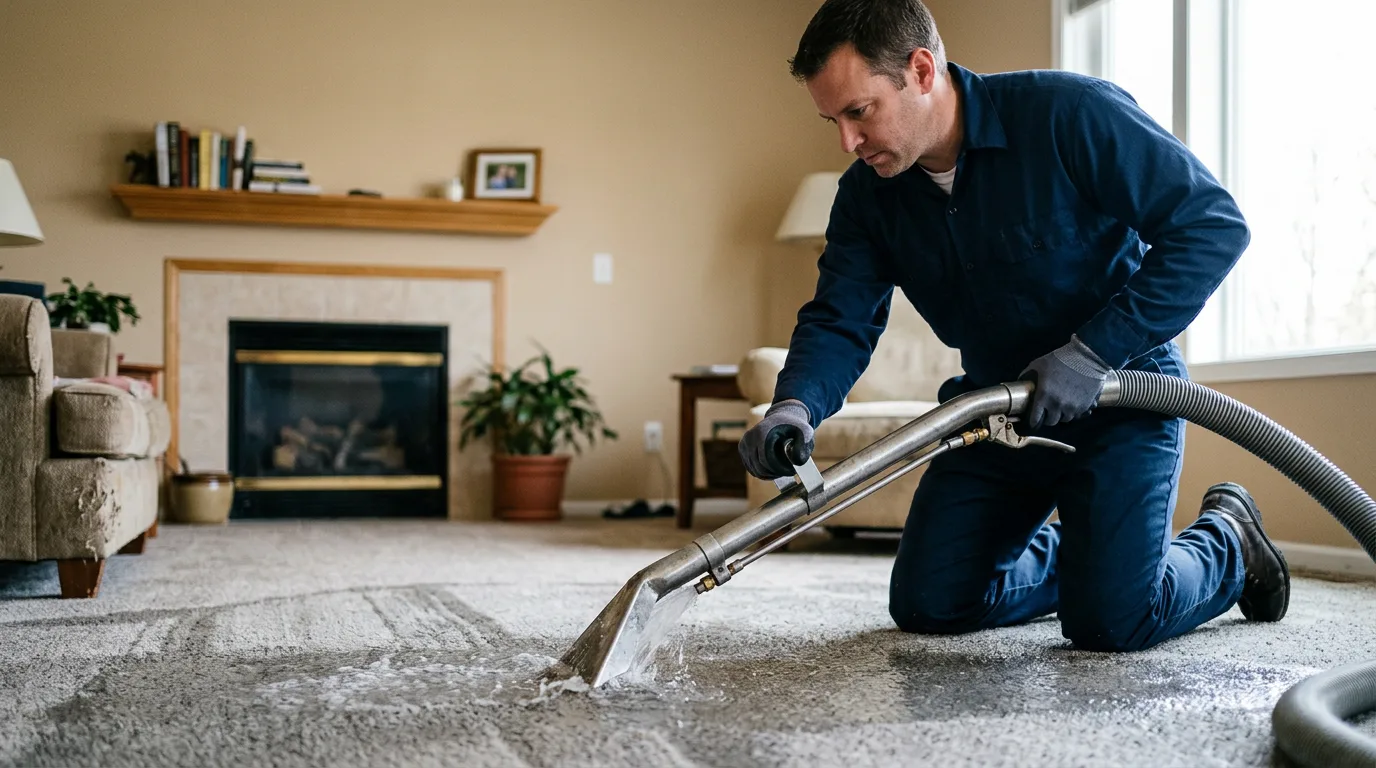 Water damage restoration technician working near Duson, LA